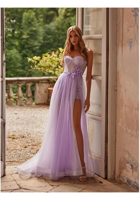 Abito lungo con spacco profondo Nicole Milano NICOLE | Abiti | NM22227 NM222BA1.412LILAC